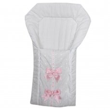 Broderie Anglaise Baby Nest With Ribbon & Large Bows: White/Pink